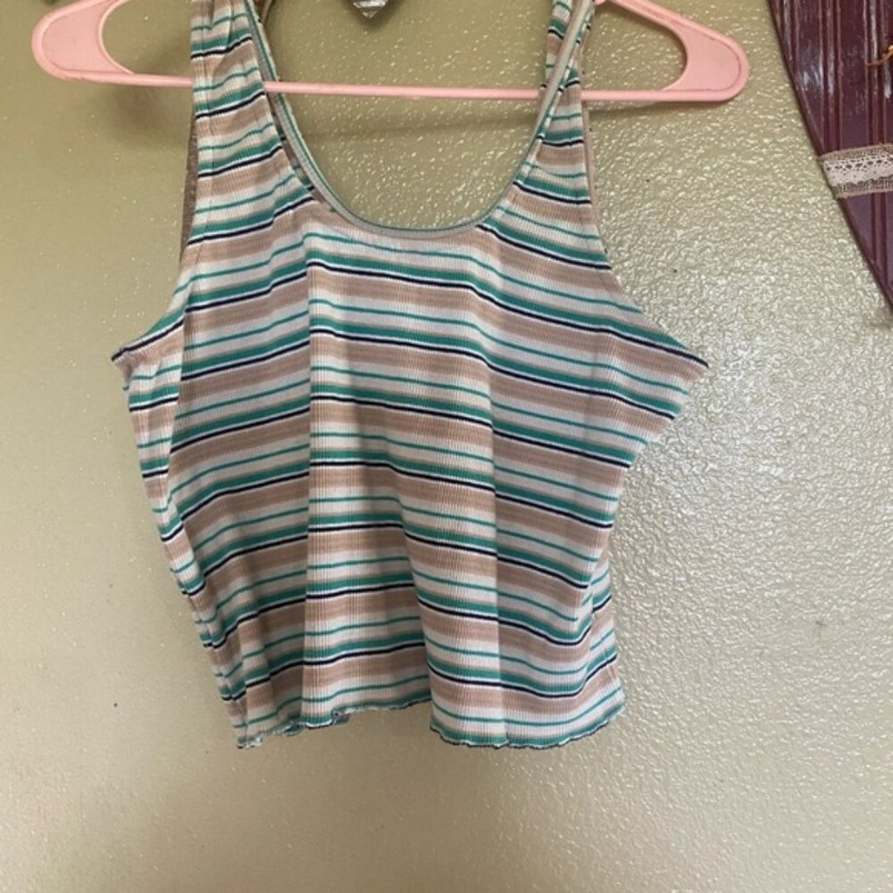 Rue21 Teal and White Striped Tank Top crop style juniors